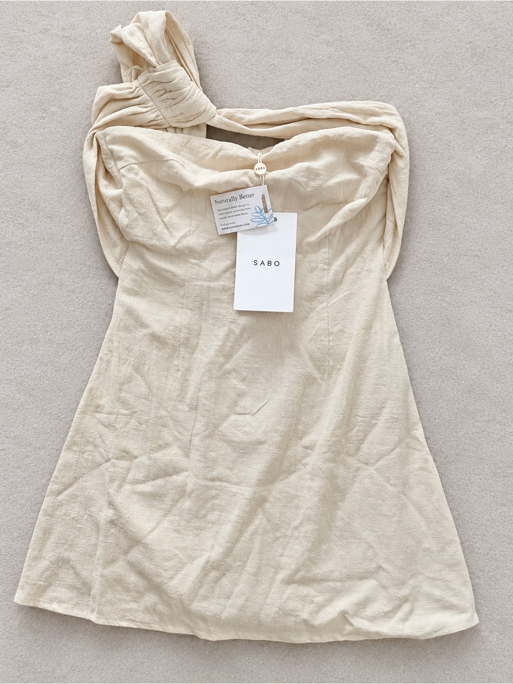 SABO Dimmi Dress Size S US 4 Beige One Shoulder Cutout Mini Dress NWT